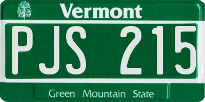 VT license plate PJS215