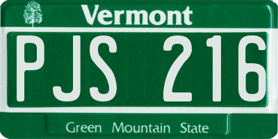 VT license plate PJS216