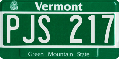VT license plate PJS217