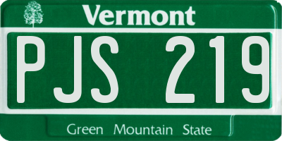 VT license plate PJS219