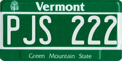 VT license plate PJS222