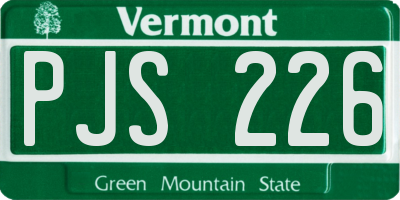 VT license plate PJS226