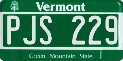 VT license plate PJS229