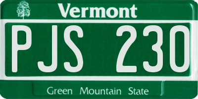 VT license plate PJS230