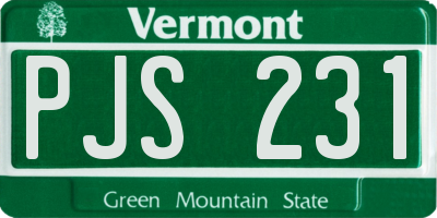 VT license plate PJS231