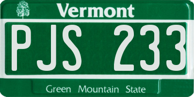 VT license plate PJS233