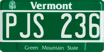 VT license plate PJS236