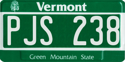 VT license plate PJS238