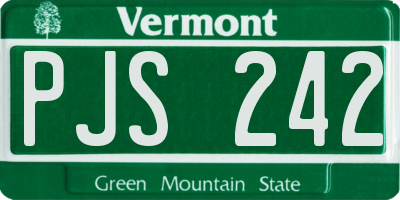 VT license plate PJS242