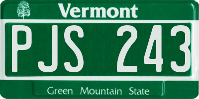 VT license plate PJS243