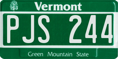 VT license plate PJS244