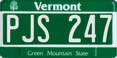 VT license plate PJS247