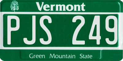 VT license plate PJS249