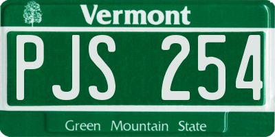 VT license plate PJS254