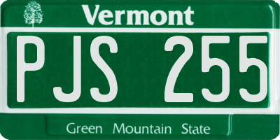 VT license plate PJS255