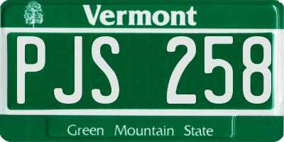 VT license plate PJS258
