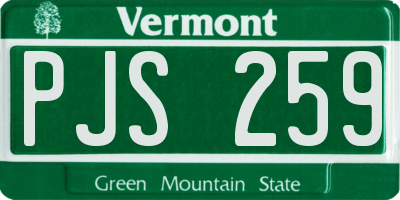VT license plate PJS259