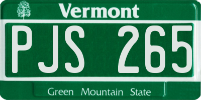 VT license plate PJS265