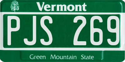 VT license plate PJS269