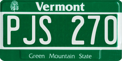 VT license plate PJS270