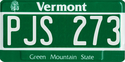 VT license plate PJS273