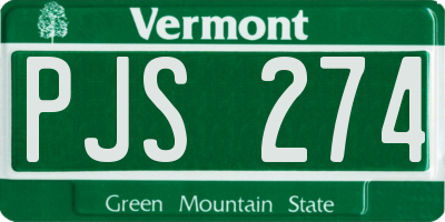 VT license plate PJS274