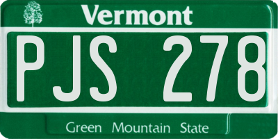 VT license plate PJS278