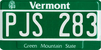 VT license plate PJS283
