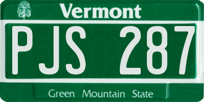 VT license plate PJS287