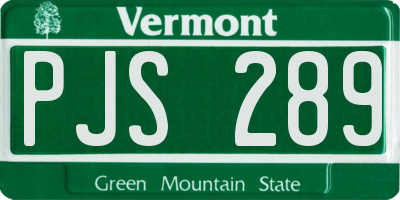 VT license plate PJS289