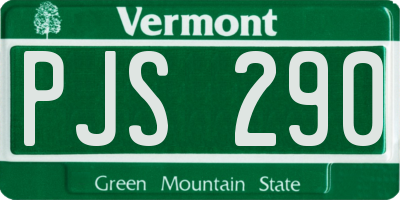 VT license plate PJS290