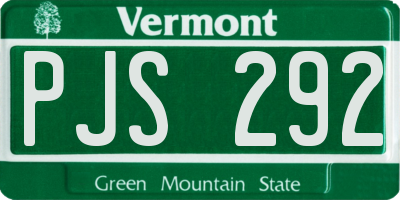 VT license plate PJS292