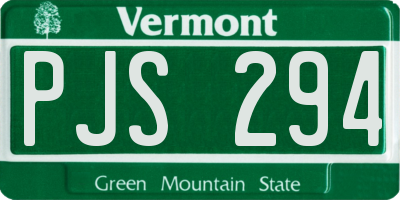 VT license plate PJS294