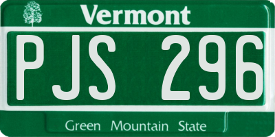 VT license plate PJS296