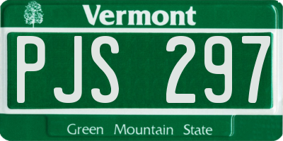 VT license plate PJS297