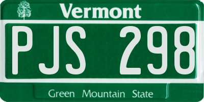 VT license plate PJS298