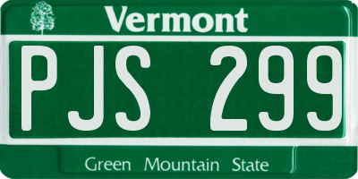 VT license plate PJS299