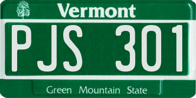 VT license plate PJS301