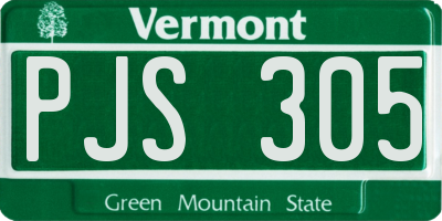 VT license plate PJS305