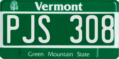 VT license plate PJS308