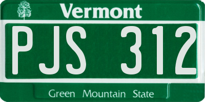 VT license plate PJS312