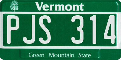 VT license plate PJS314