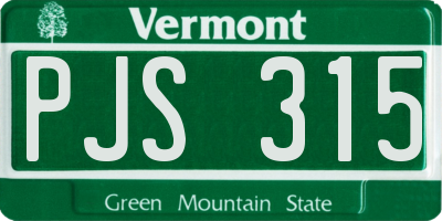 VT license plate PJS315