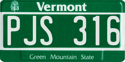 VT license plate PJS316