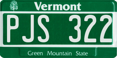 VT license plate PJS322