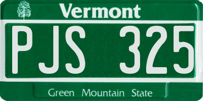 VT license plate PJS325