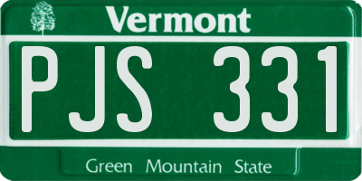 VT license plate PJS331