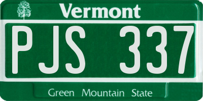 VT license plate PJS337
