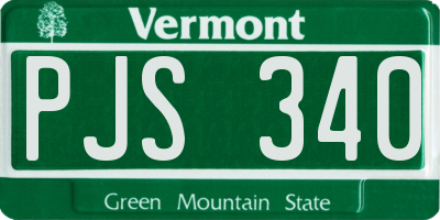 VT license plate PJS340