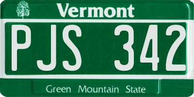 VT license plate PJS342